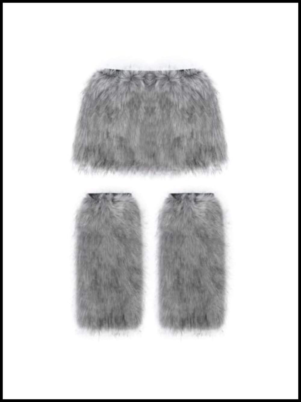 Faux Fur A Line Mini Skirt & Leg Warmer Set for Halloween Cosplay